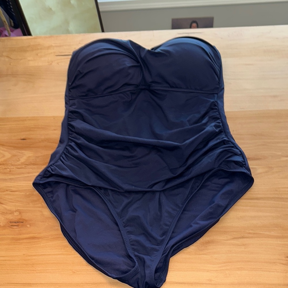 Classic Blue One-Piece Swimsuit with Sweetheart Neckline